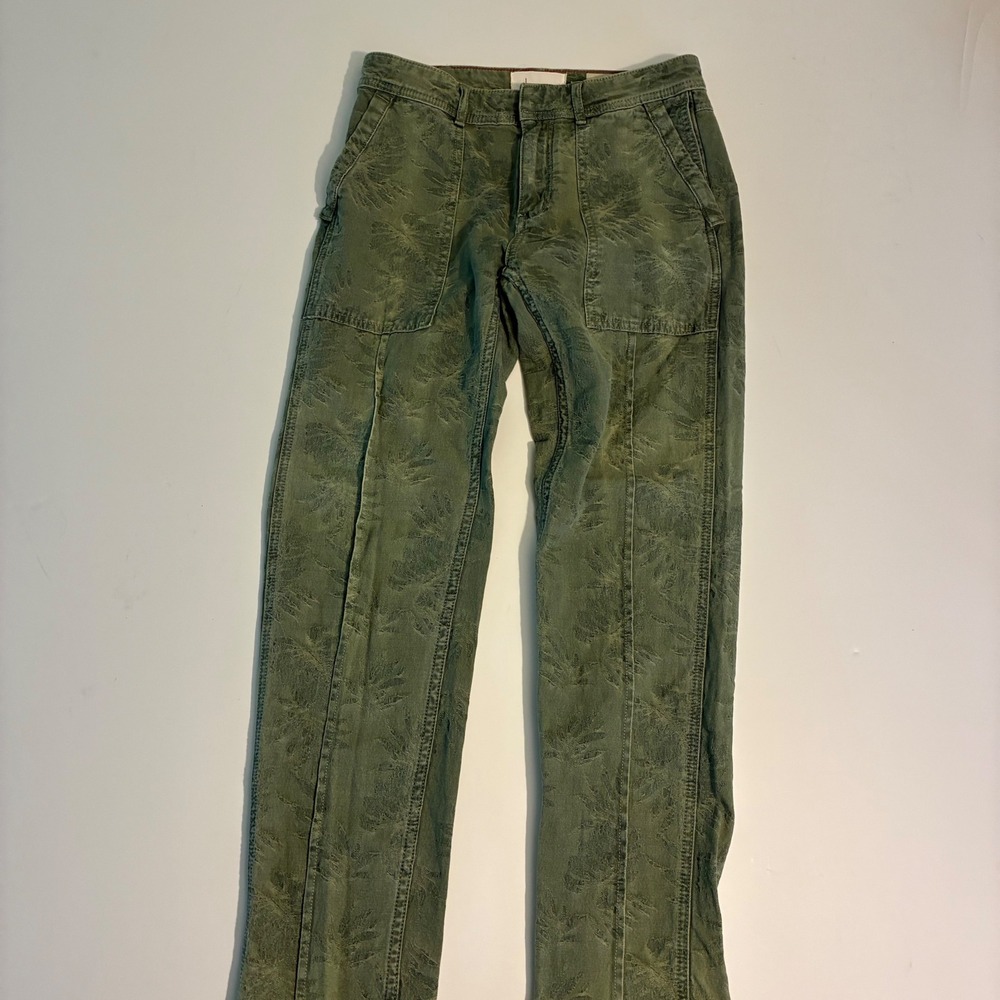 Anthropologie Womens Size 26 The Wanderer Sage Green Floral Jacquard Utility